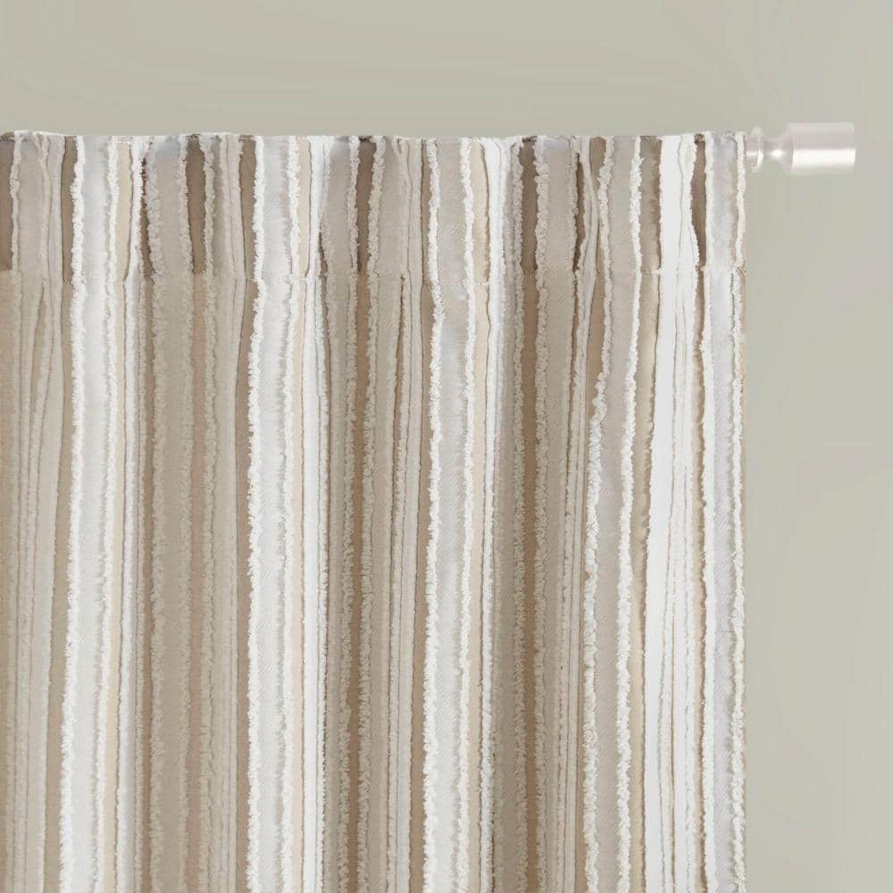 Extended Nude Textured Polyester Light-Filtering Drapes
