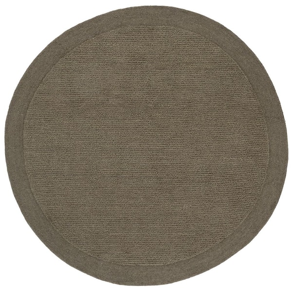 Novelty 5 ft. x 5 ft. Round Olive Casual Braided Solid Color Area Rug