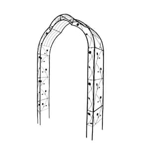 98.4 in. H x 59 in. W Black Iron Arch Garden Arbors for Wedding Ceremony Climbing Plant Support