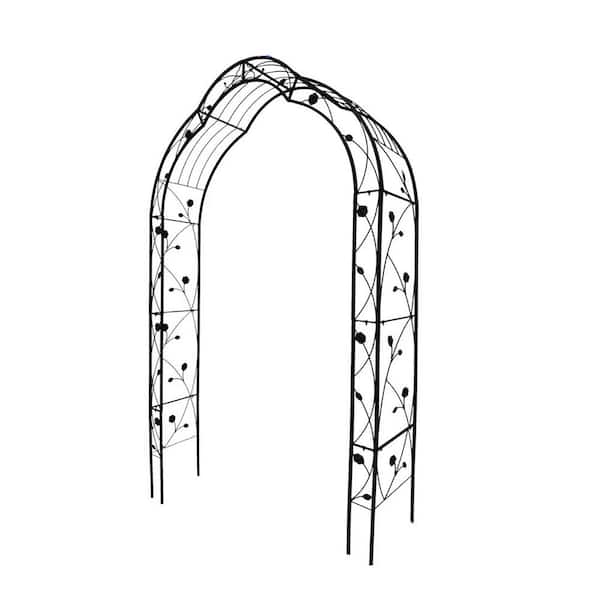 Cesicia 98.4 in. H x 59 in. W Black Iron Arch Garden Arbors for Wedding Ceremony Climbing Plant Support
