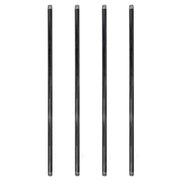 PIPE DECOR 1/2 in. x 60 in. Black Industrial Steel Grey Plumbing Pipe (4-Pack)