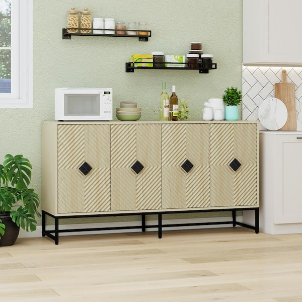 Tileon Sideboard Buffet Cabinet With Storage, Modern Coffee Bar Cabinet With Adjustable Shelf in Natural