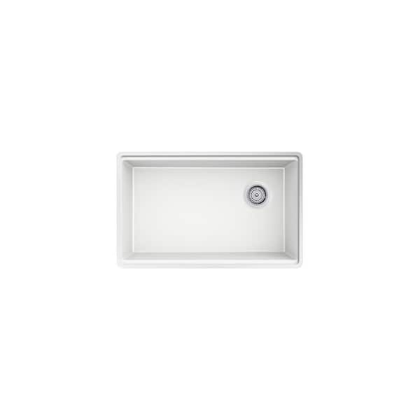 Billings Granite Composite 29 in. Undermount Single Bowl Workstation Kitchen Sink in Matte White