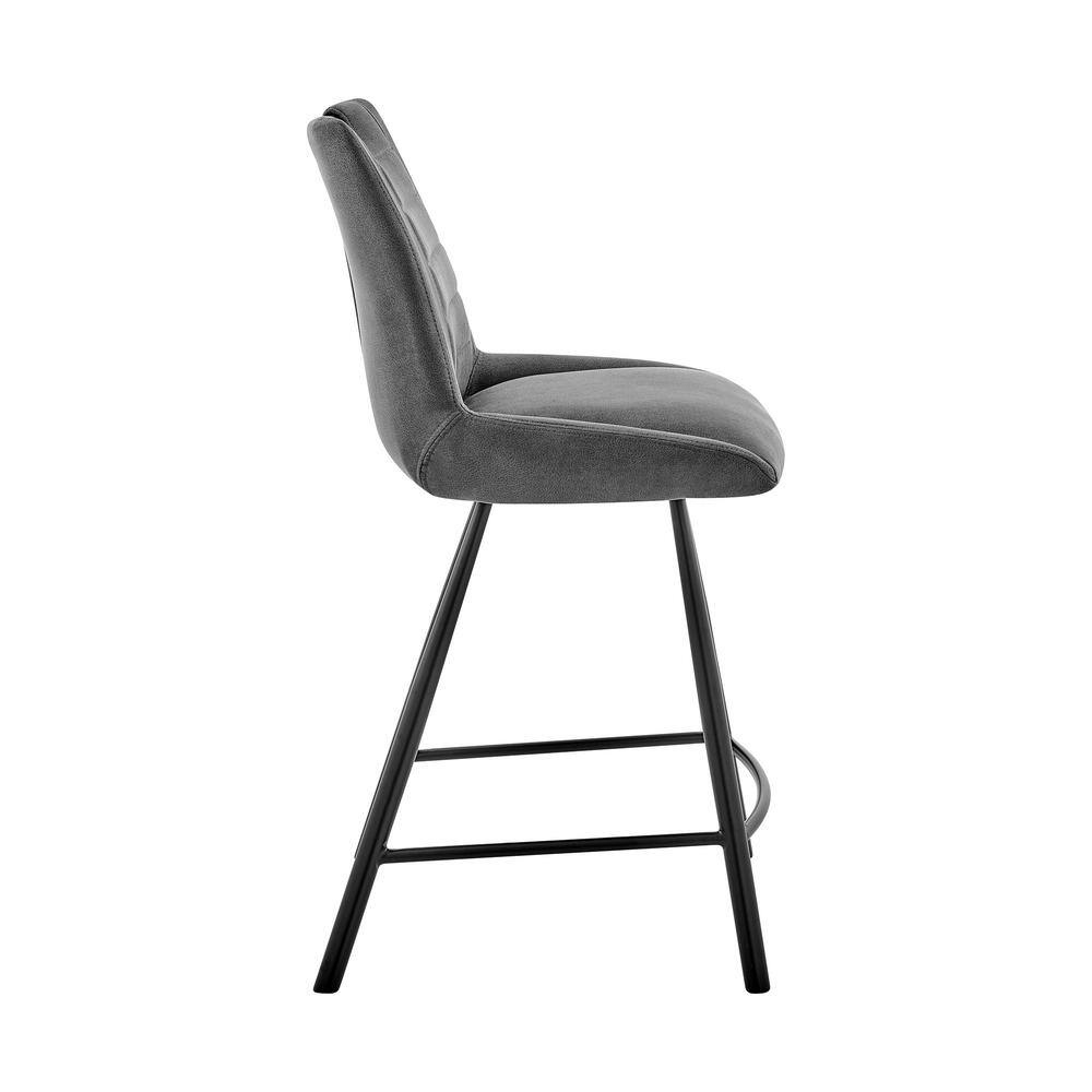 Contemporary Charcoal Fabric and Black Metal Adjustable Bar Stool