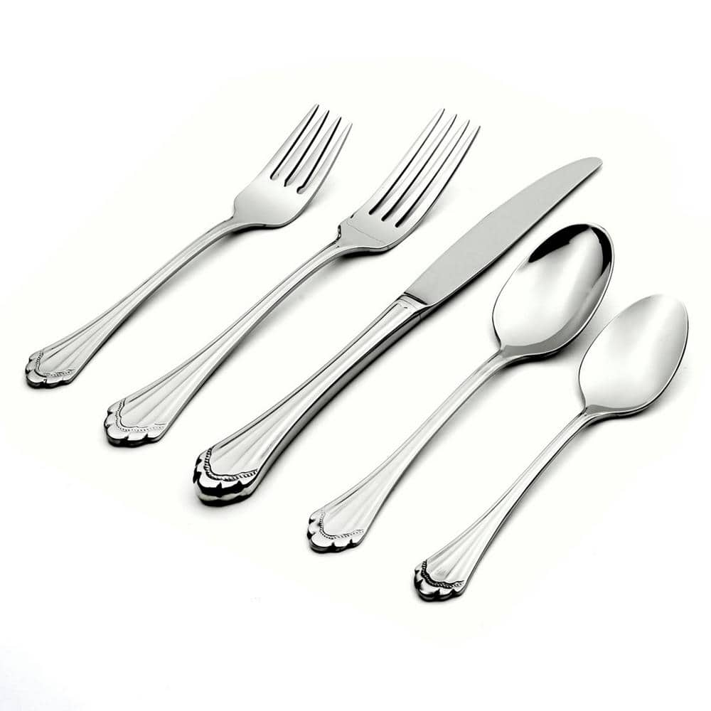 Oneida Marquette 5-Piece Silver 18/8-Stainless Steel Flatware Set ...