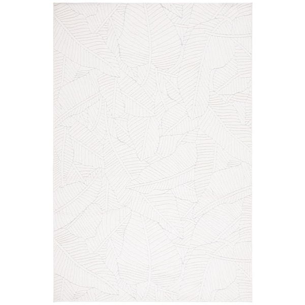 Versailles 8 ft. x 10 ft. Ivory Tropical Botanical Washable Area Rug