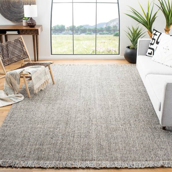 Natural Fiber 10 ft. x 14 ft. Gray/Natural Solid Color Area Rug