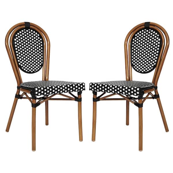 Carnegy Avenue Brown Aluminum Outdoor Dining Chair in Black Set of 2