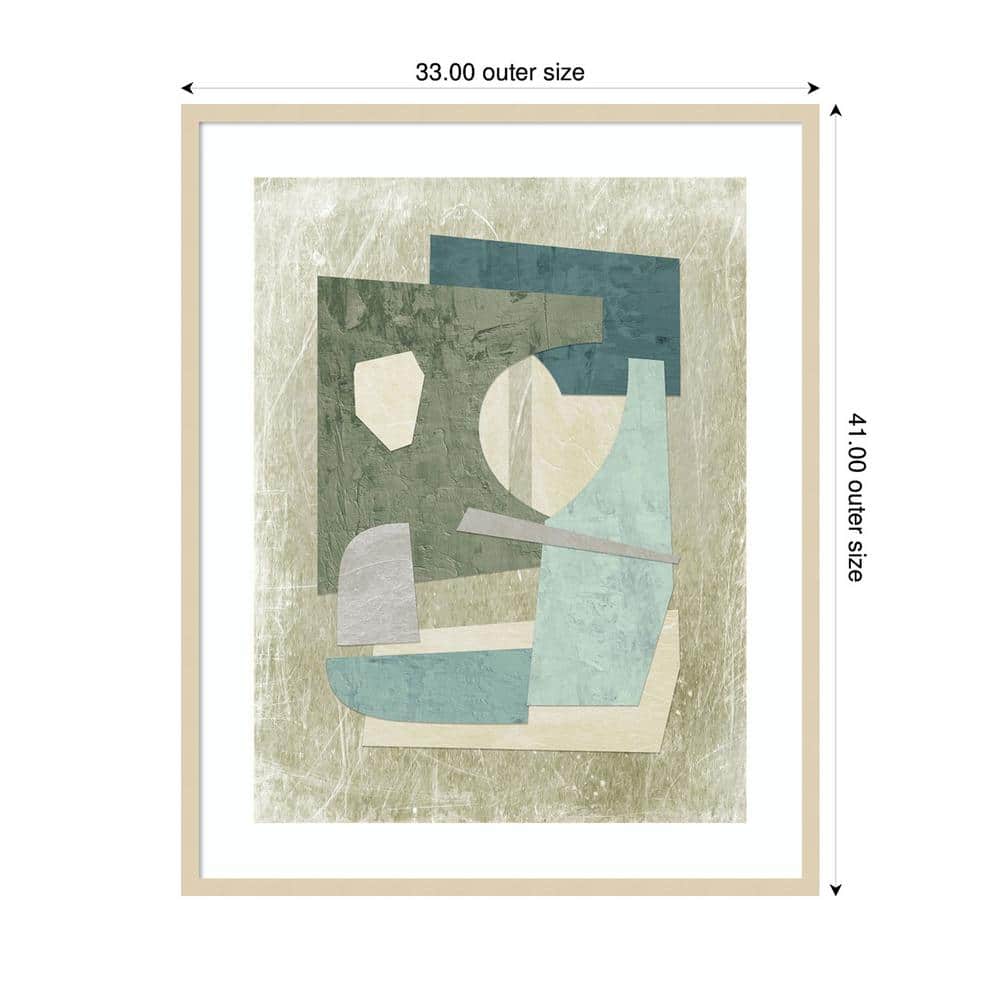Direction II Abstract Geometric Framed Wall Art in Natural Wood