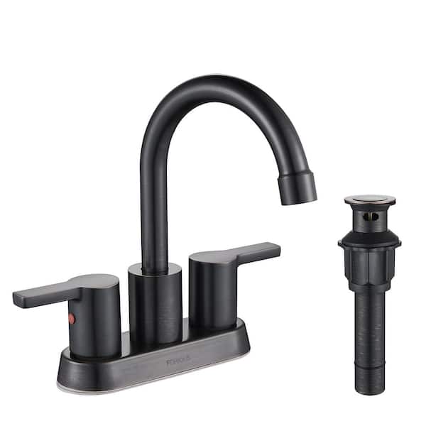 FORIOUS 4 in. Centerset 2 Handle Lead-Free Bathroom Faucet in Oil Rubbed Bronze