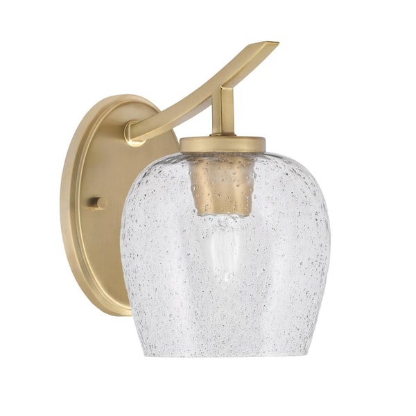 Unbranded Siena 1-Light New Age Brass Uplight Wall Sconce with Smoke Bubble Glass Shades