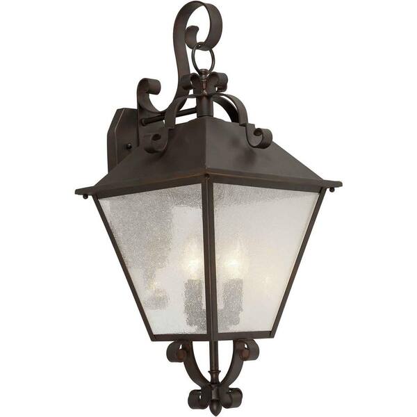 Forte Lighting 4-Light Outdoor Antique Bronze Wall Lantern with Clear Seeded Glass