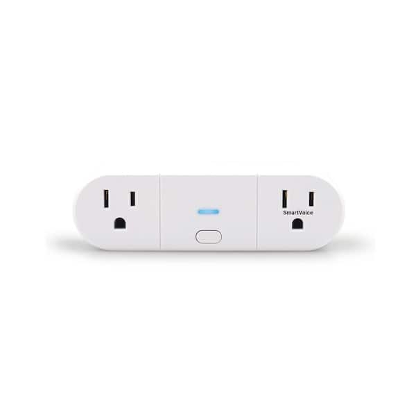 SmartVoice 15-Amp 125-Volt Dual Wall Plug, White, Offline 30 Plus Voice Commands, No APP, No WIFI, Timer, ES521