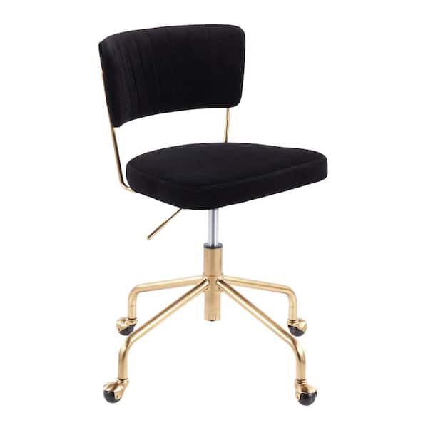 Lumisource Tania Black Velvet and Gold Adjustable Height Task Chair