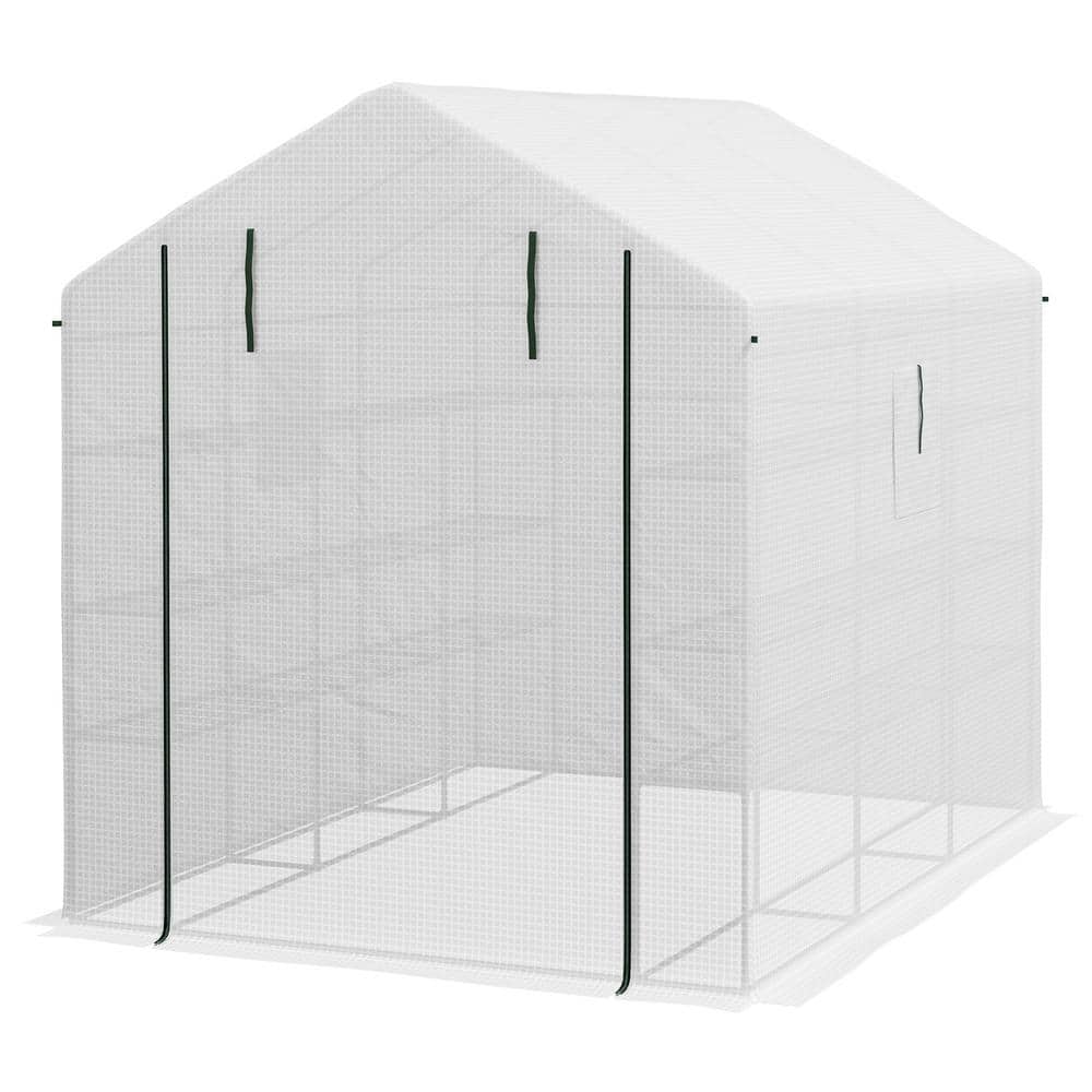 70.75 in. W x 95.25 in. D x 84.75 in. H Steel White Walk-in Greenhouse with Mesh Door and Windows 18-Shelf with Trellis price history on PriceWatchPro