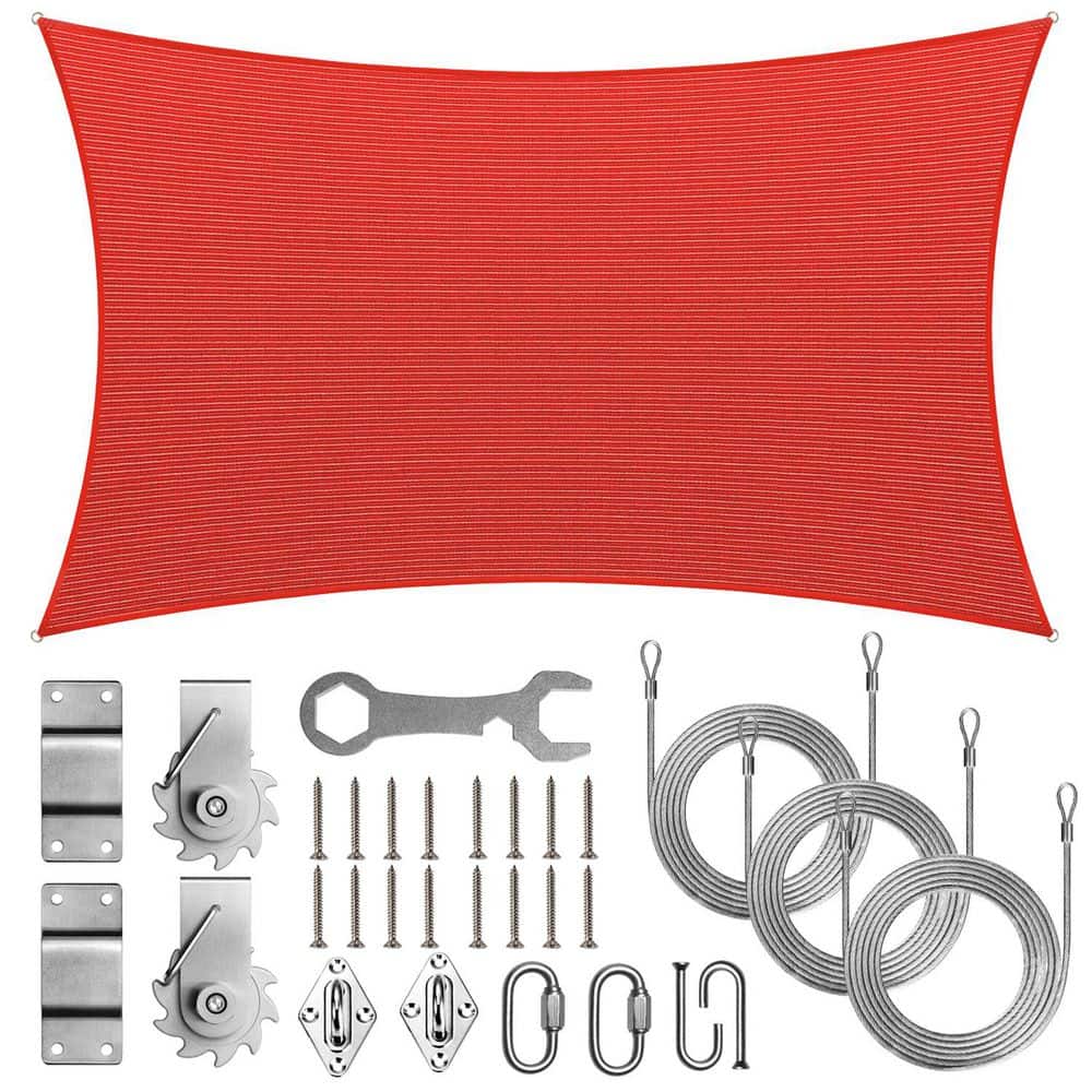 10 ft. x 20 ft. Red Rectangle Sun Shade Sail Screen Canopy with Hardware TAWAL price history on PriceWatchPro