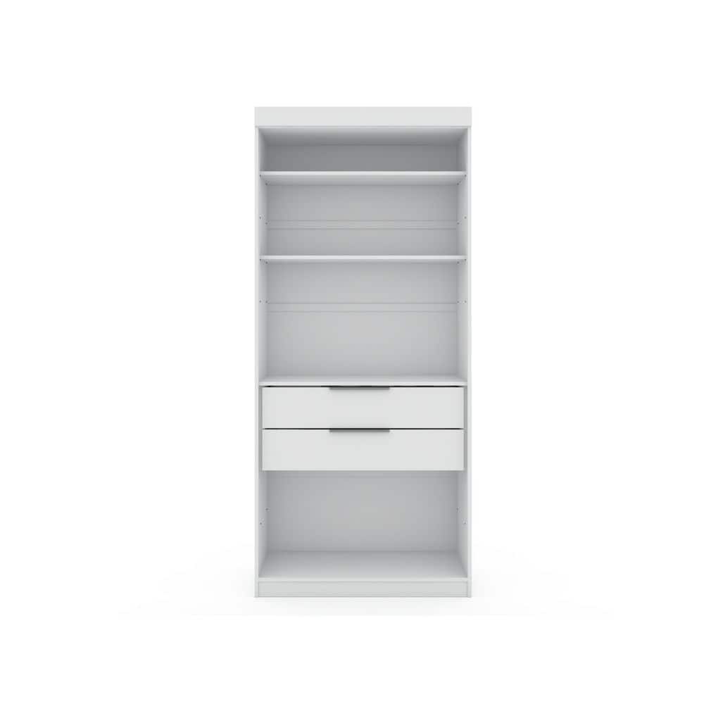 Ramsey Modern White Composite Wood 35.98 in. W Open Armoire Closet with 4 Storage Shelves and 2 Drawers price history on PriceWatchPro