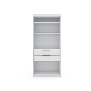 Ramsey Modern White Composite Wood 35.98 in. W Open Armoire Closet with 4 Storage Shelves and 2 Drawers