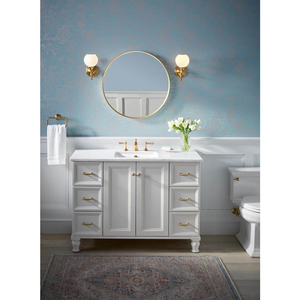Transitional 28" Round Vanity Mirror in Moderne Brushed Gold