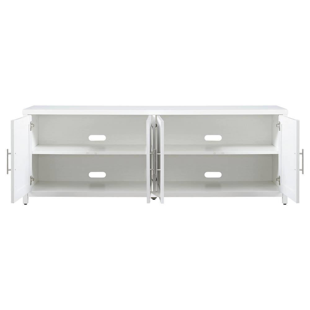 White Rectangular TV Stand with Cabinets for 75" TVs
