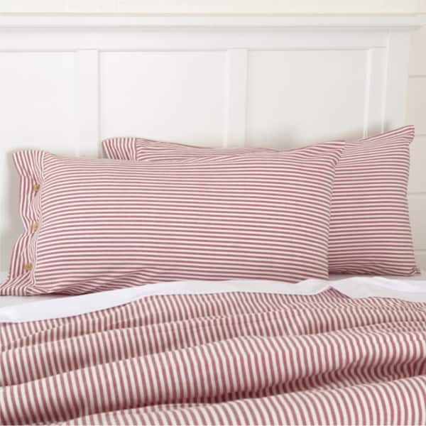 Farmhouse Ticking Red King Sham