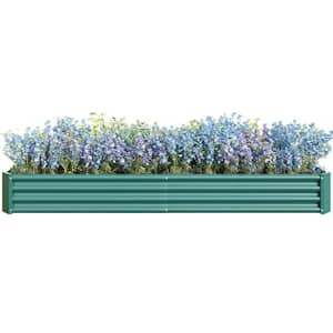 Large 92 in. L Green Metal Rectangular Outdoor Raised Garden Bed Vegetables Flowers Planter Bed (1-Pack)