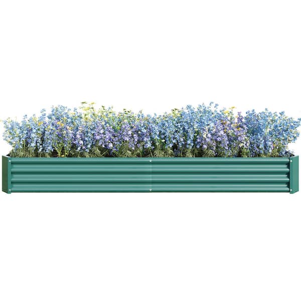 ToolCat Large 92 in. L Green Metal Rectangular Outdoor Raised Garden Bed Vegetables Flowers Planter Bed (1-Pack)