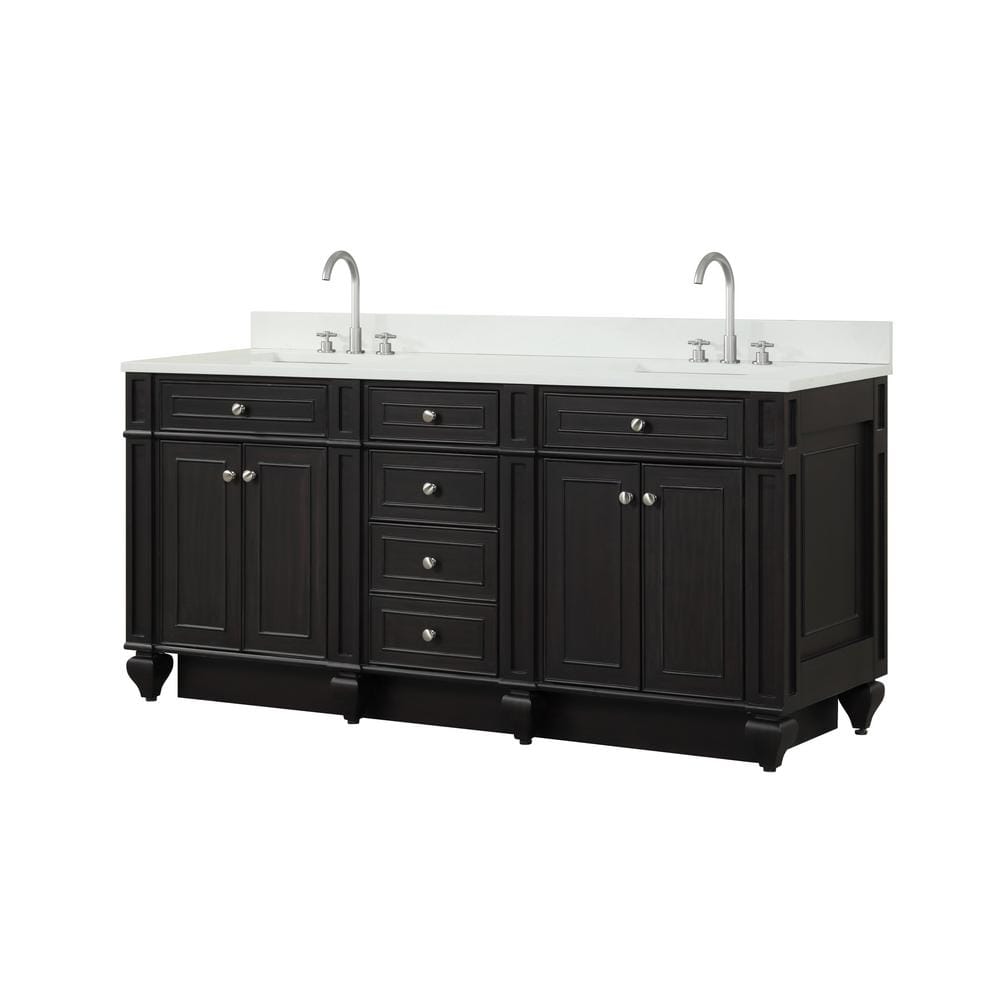 Design Element Winston 72 in. W x 22 in. D Bath Vanity in Espresso with