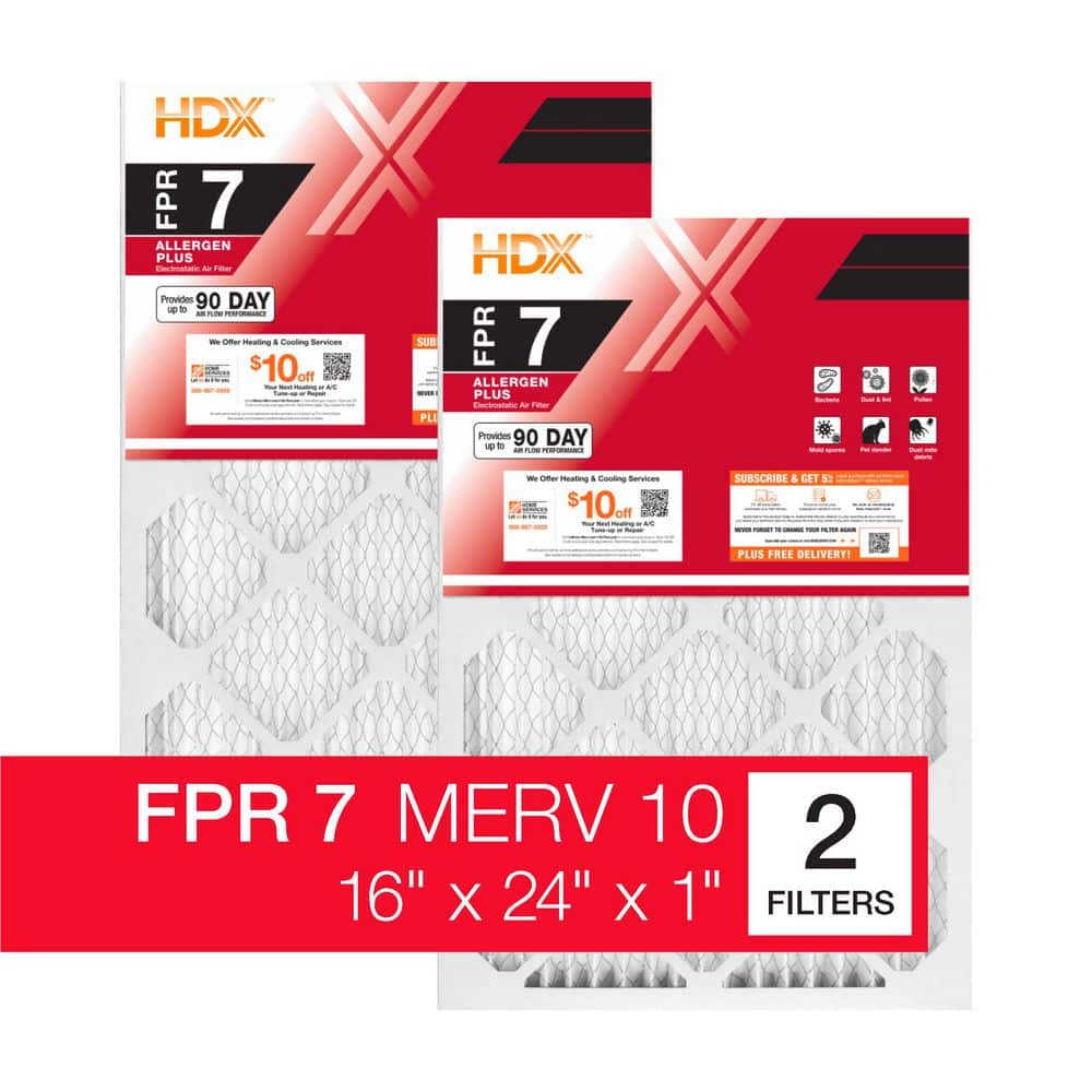 16 in. x 24 in. x 1 in. Allergen Plus Pleated Air Filter FPR 7, MERV 10 (2-Pack) price history on PriceWatchPro