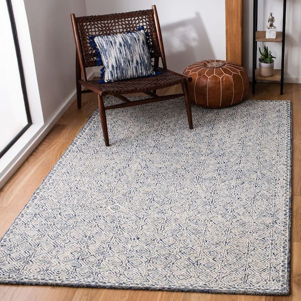 Micro-Loop Navy/Ivory Doormat 2 ft. x 3 ft. Geometric Striped Area Rug