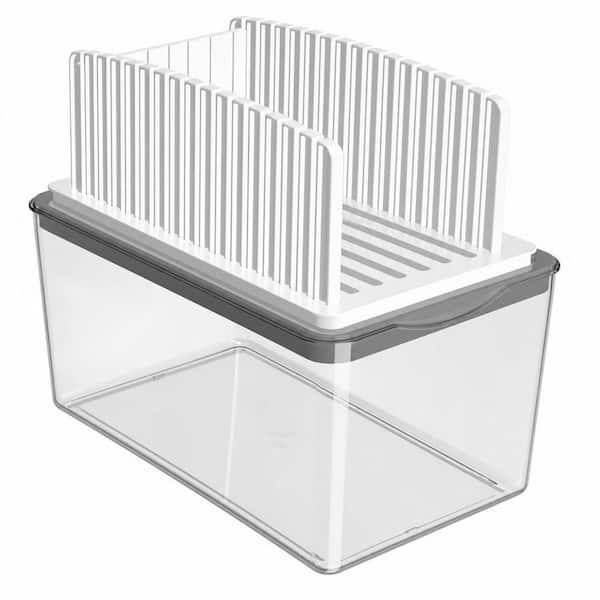 1-Piece Bread Box with Bread Slicer, Bread Slicing Guide Adjustable Width, Compact Cutting Guide with Crumb Tray