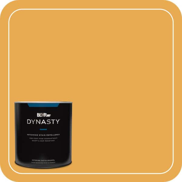 BEHR DYNASTY 1 qt. #BIC-43 Optimist Gold Satin Enamel Interior Stain-Blocking Paint and Primer