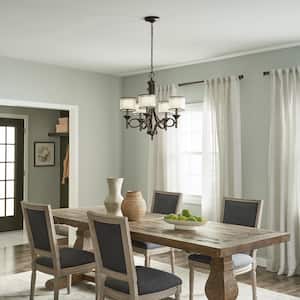 Lacey 25 in. 5-Light Mission Bronze Transitional Shaded Circle Chandelier for Dining Room