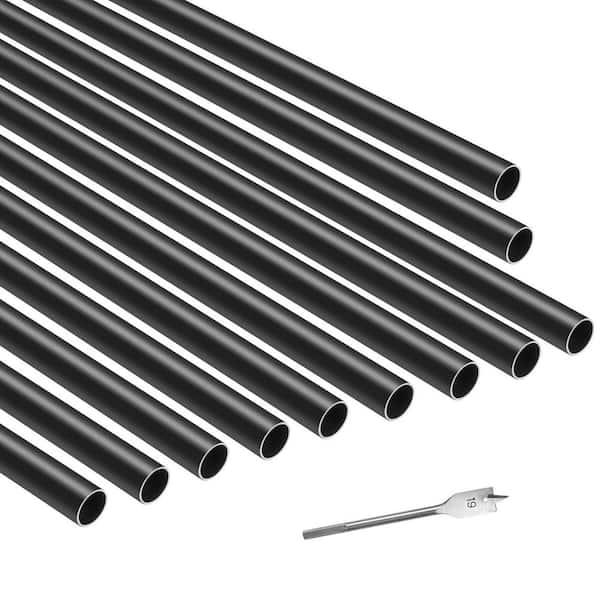 Staircase Balusters with 19-Drill Bit, 51-Pack, 36 in. Aluminum Metal Spindles 0.75 in.  Round, Black Deck Railing