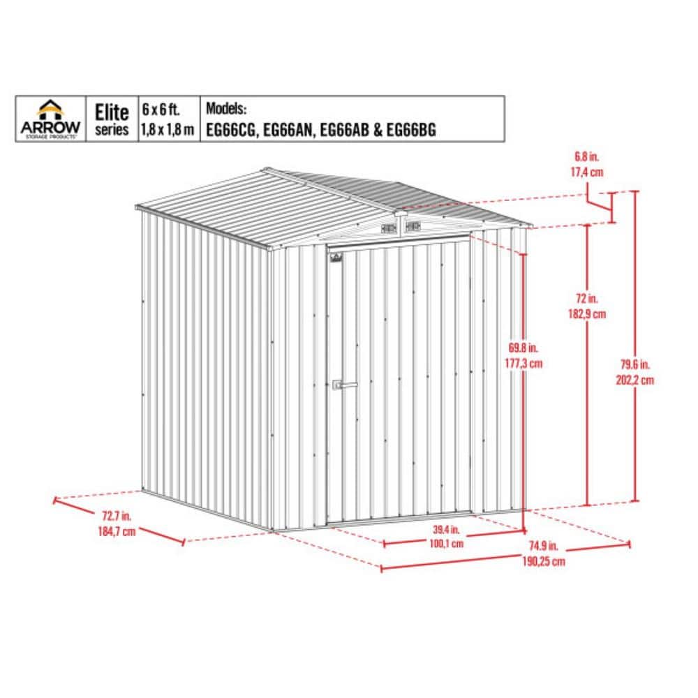 Elite 6 ft x 6 ft Blue Galvanized Steel Storage Shed