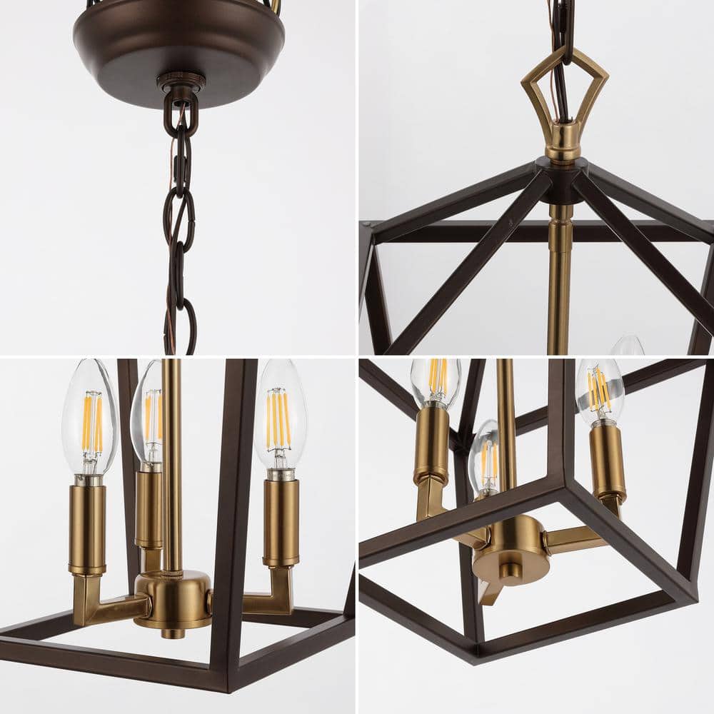 Ojai 10" Black and Gold Iron LED Pendant Lantern