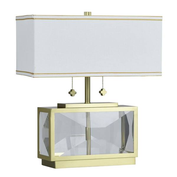Celeste 21 in. Clear Table Lamp with White Linen Shade