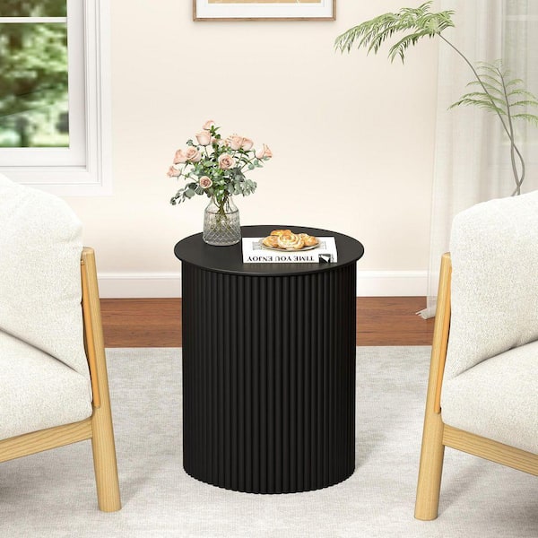 ATHMILE Black 21.65 in. H Wavy Nightstands /Side Table BLK