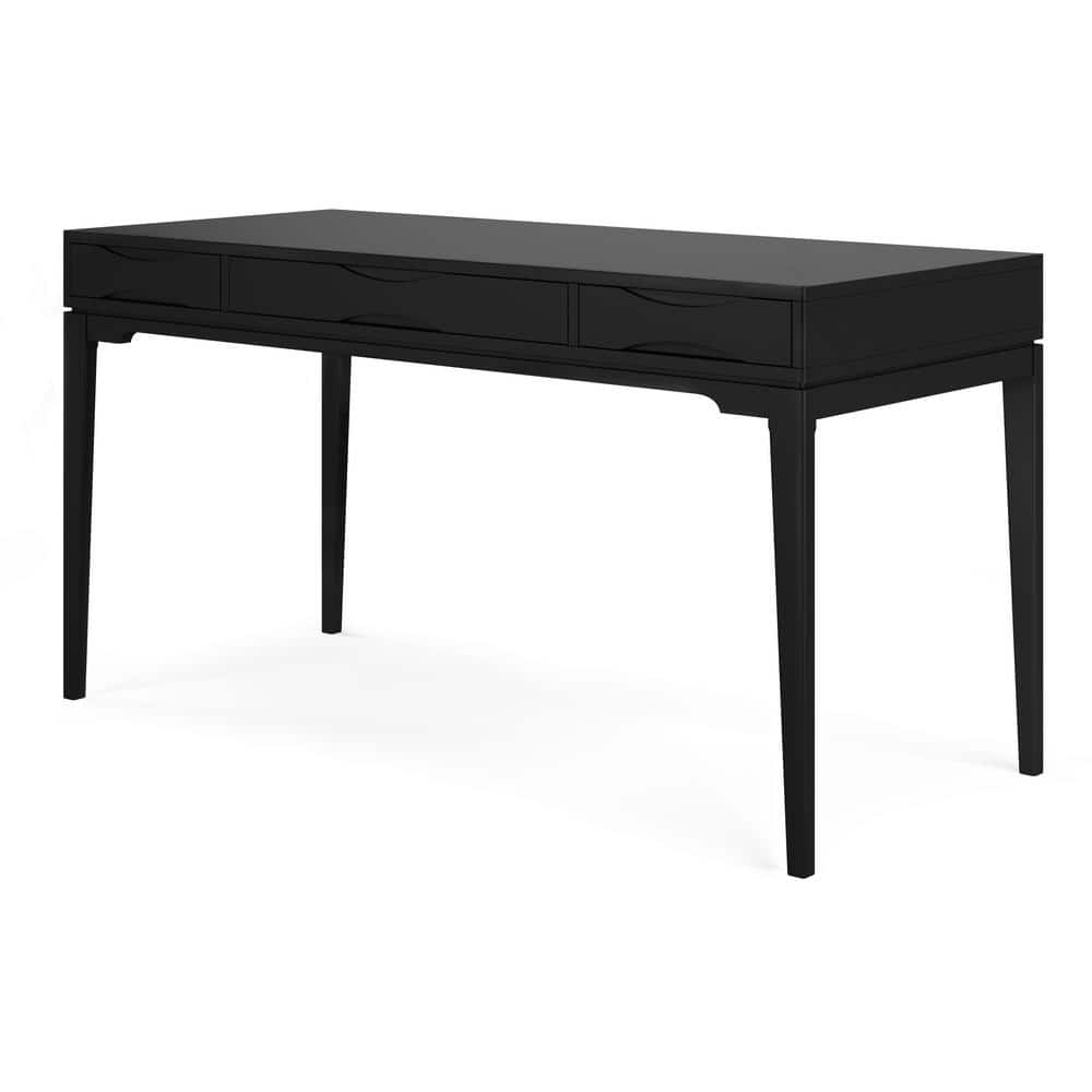 Harper Black Solid Wood Desk with Keyboard Tray