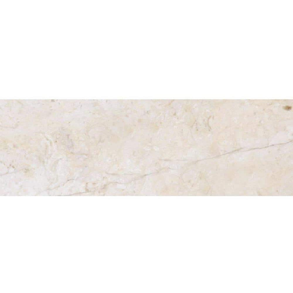 Beige and White Polished Marble 4" x 12" Subway Tile