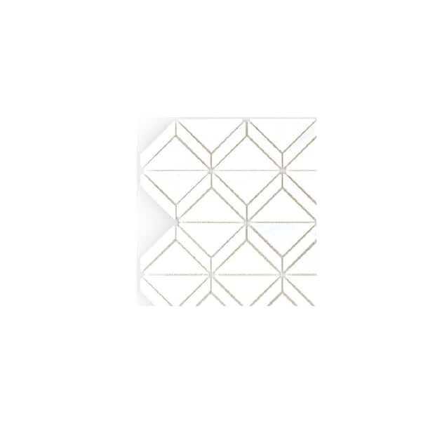 Jeffrey Court Take Home Tile Sample - Marquee Star White 4 in. x 4 in. Triangle Polished Marble Wall and Floor Mosaic Tile