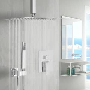 360°Adjustable Dual Shower Head with 10 in. Ceiling Mount Square Shower Head in Chrome
