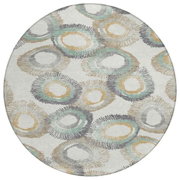 Addison Rugs Chantille Machine Washable Indoor/Outdoor Abstract ACN2278 Ivory 8 ft. x 8 ft. Area Rug