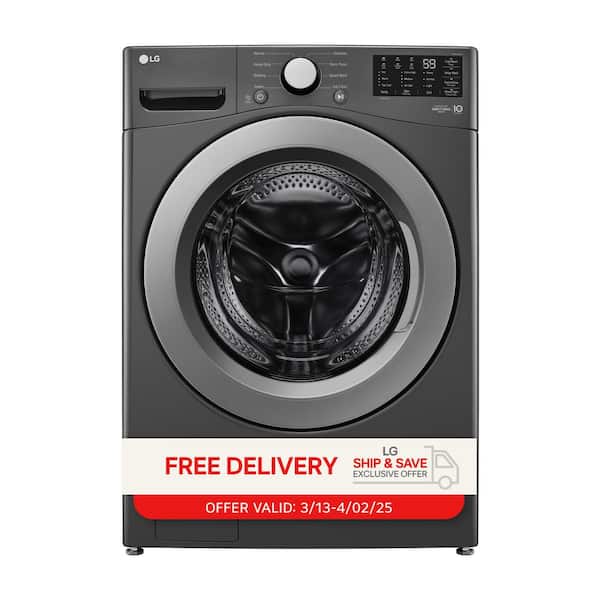 LG 5.0 cu. ft. Stackable Front Load Washer in Middle Black with 6 Motion Cleaning Technology