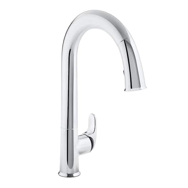 KOHLER Sensate AC-Powered Touchless Single-Handle Pull-Down Sprayer Kitchen Faucet in Vibrant Polished Chrome and Black Accents