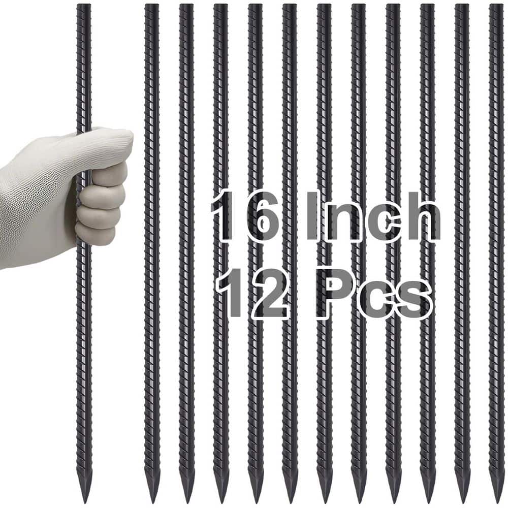 5/16 in. x 16 in. Black Heavy Duty Rebar Stakes Straight Metal Spikes for Fence, Concrete Timber Garden Plants, 12-Piece price history on PriceWatchPro