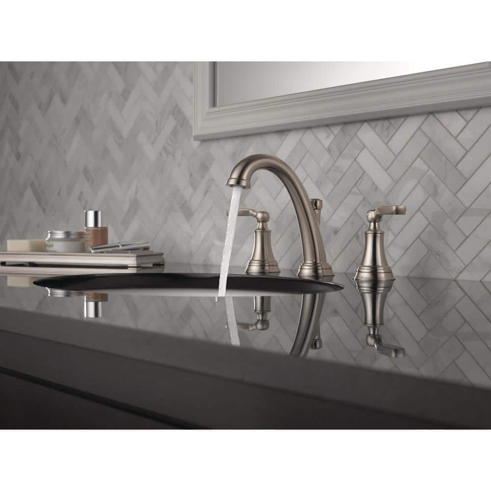 Sleek Modern 6" Stainless Steel Widespread Bathroom Faucet with Metal Drain