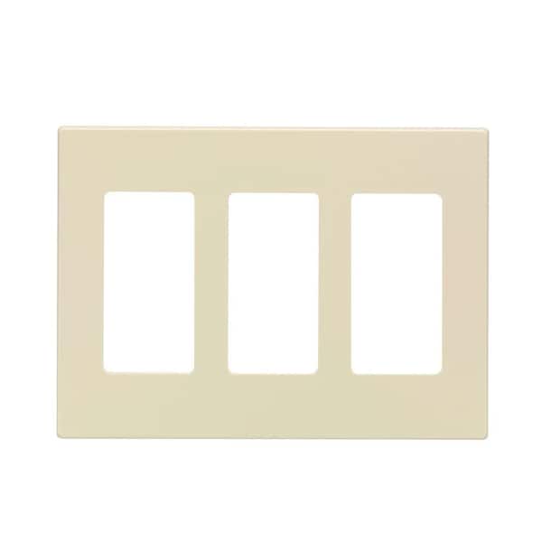 Leviton 3-Gang Light Almond Duplex Outlet/Receptacle Polycarbonate Standard Screwless Wall Plate (1-Pack) 80311-00T