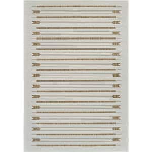 Maise Beige Brown 5 ft. x 7 ft. Modern Abstract Indoor Outdoor Area Rug