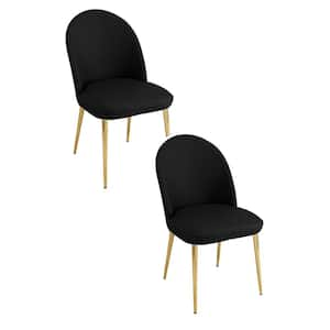 Black and Gold Faux Leather Curved Back Dining Chair (Set of 2)